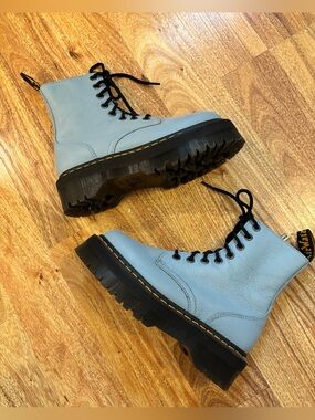 Dr Martens Jaden III Light Blue Pisa Leather Platform Boot